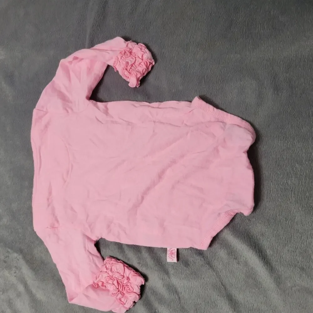 Ruffle Butts Long Sleeve Onesie‎ 6-12 Months Pink Ruffle Hem